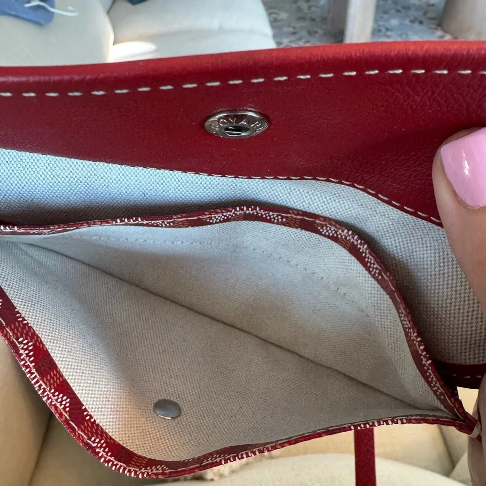 Authentic Goyard St. Louis Tote GM Red + Pouch | Classic Chevron Canvas - Picture 9 of 13